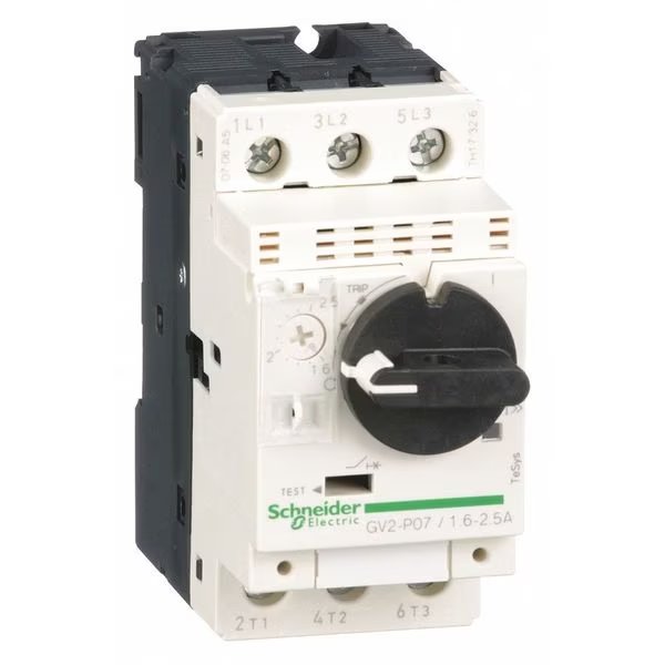 Manual Motor Starter, Knob, 1.6 to 2.5A, 3P, Square D, Mfr#: GV2P07