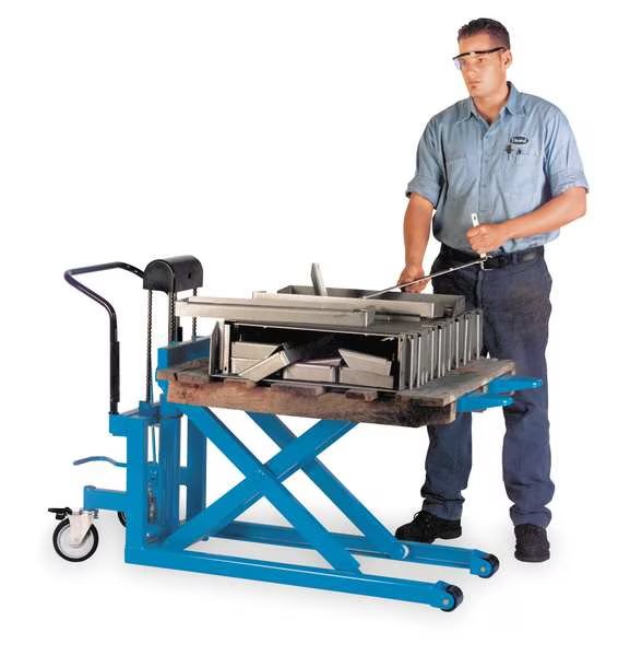 Scissor Pallet Lift Cart, 1100 lb. Cap, Steel, Bishamon, Mfr#: LVE-50W