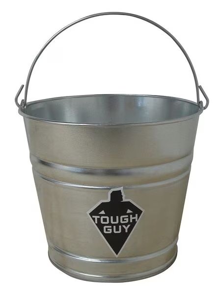 2 gal Round Mop Bucket, 9 in H, 10 in Dia, Silver, Galvanized Steel, EnjoyTool Select, Mfr#: 2MPE5