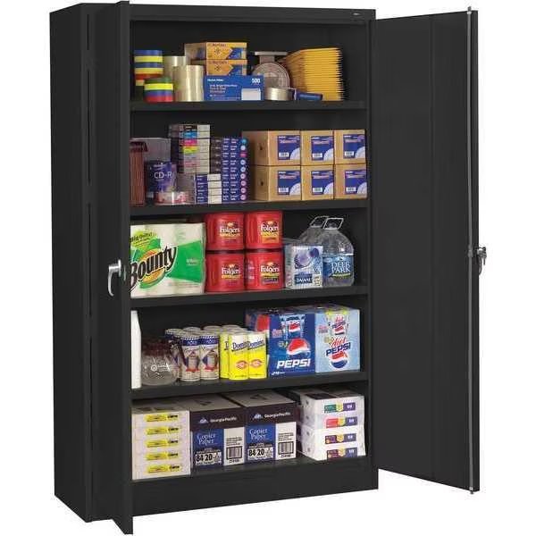 Stationary Storage Cabinet, 20 Gauge Steel, 78 in H x 48 in W x 24 in D, Black, Tennsco, Mfr#: J2478SUBK