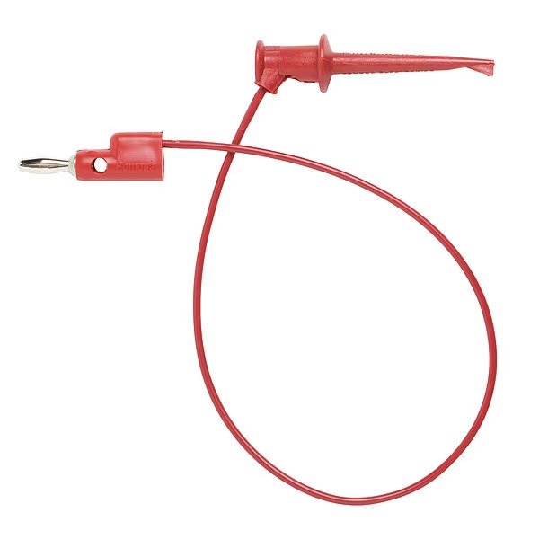 Mini Test Clip, 300VDC, 5A, 12 In. L, Red, Pomona Electronics, Mfr#: 3781-12-2