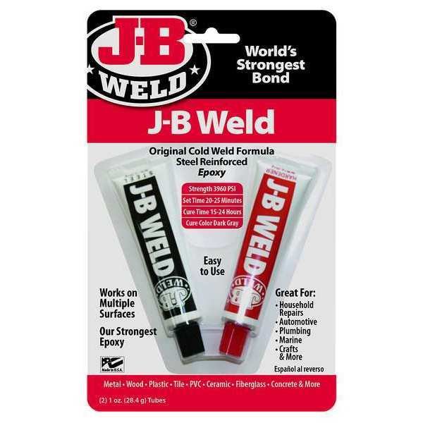 Epoxy Adhesive, Two 1 fl oz Tubes, Dark Gray, 1:1 Mixing Ratio, 6 hr Functional Cure, J-B Weld, Mfr#: 8265-S