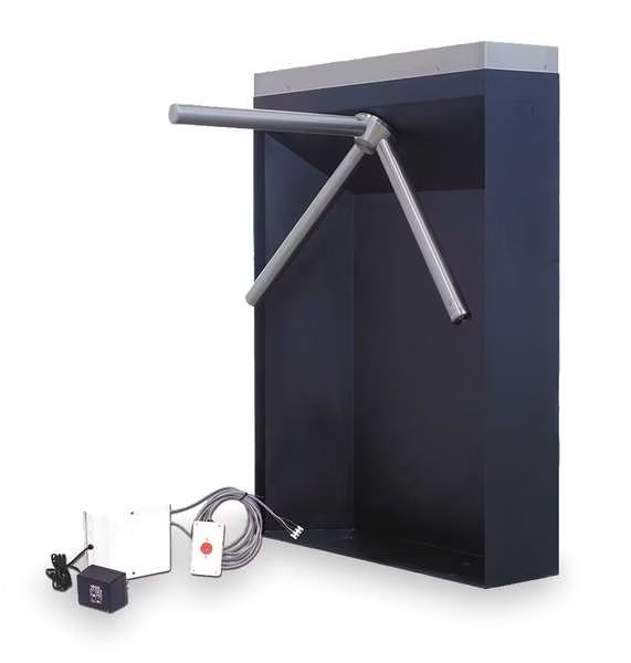 3 Arm Turnstile, Mechnical, Black, 1-Way, Turnstile, Mfr#: 1101-BL-LE