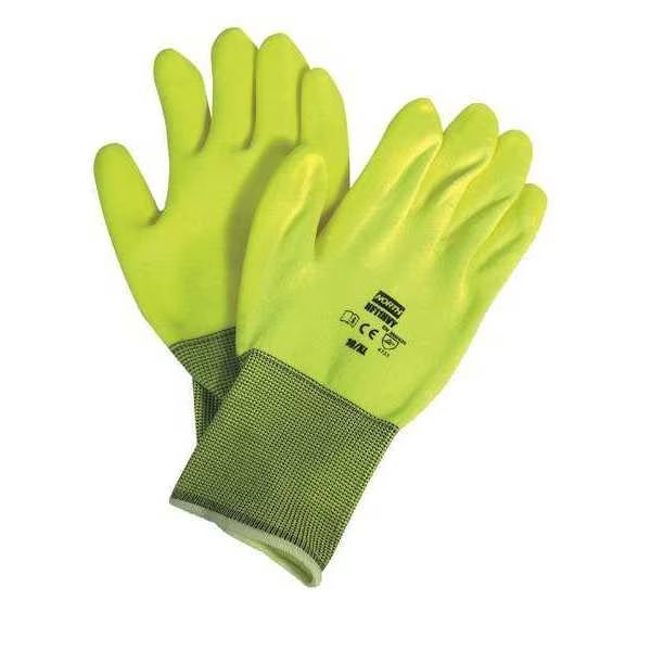 PVC Hi-Vis Coated Gloves, Palm Coverage, Yellow, S, PR, Honeywell North, Mfr#: NF11HVY/7S