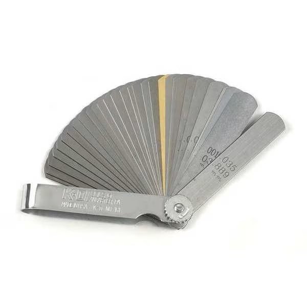 Feeler Gauges, 32 Blade, 3 5/16 in L, 1/2 in W, Steel, 0.0015 in to 0.035 in, Gearwrench, Mfr#: 161D