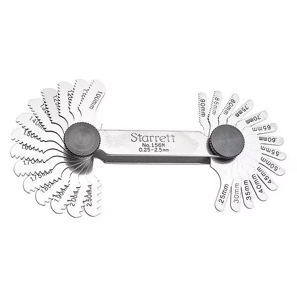 Screw Pitch Gage, 0.25-2.5/mm, 28 Leaves, Starrett, Mfr#: 156M