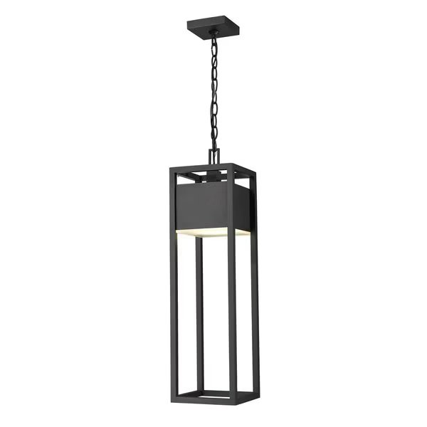 Barwick 1 Light Outdoor Chain Mount Ceiling Fixture, Black & Etched, Z-Lite, Mfr#: 585CHB-BK-LED