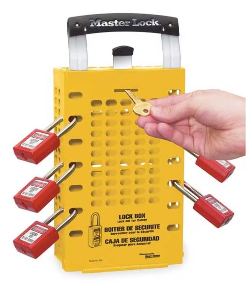 Group Lockout Box, 14 Locks Max, Yellow, Master Lock, Mfr#: 503YLW