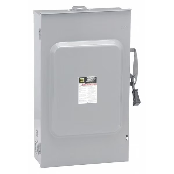 Fusible Safety Switch, General Duty, 240V AC, 3PST, 200 A, NEMA 3R, Square D, Mfr#: D324NRB