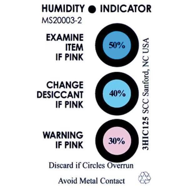 Humidity Indicator, 3in.Lx2in.Wx3in.H, Scs, Mfr#: 3HIC125