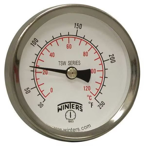 Thermometer, Analog, 30-120 deg, 1/2in NPT, Winters, Mfr#: TSW174-2LF.