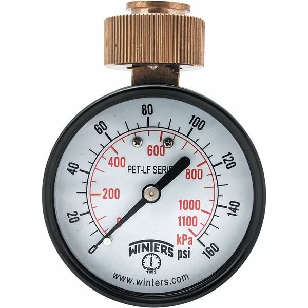 Water Test Gauge, 2.5 in., 0 to 160 psi, Winters, Mfr#: PETW213LF