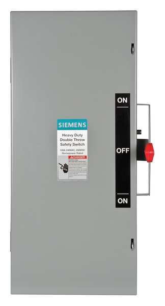 Nonfusible Safety Switch, Heavy Duty, 240V AC, 3PST, 100 A, NEMA 1, Siemens, Mfr#: DTNF323