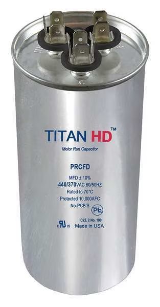 Motor Dual Run Cap, 30/5 MFD, 440V, Round, Titan Hd, Mfr#: PRCFD305A