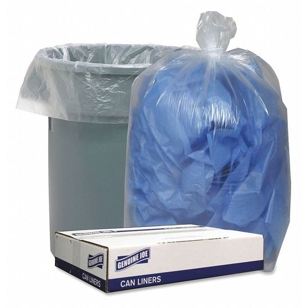 60 gal Trash Bags, 1.40 mil (36 Micron), Clear, 100 PK, Genuine Joe, Mfr#: GJO29131