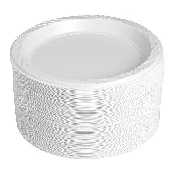 Reusable Plastic Plates, 9", Wht, PK125, Genuine Joe, Mfr#: GJO10329