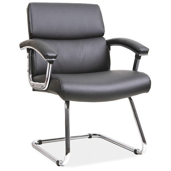 Guest Chair, 35.4 in W 26.1" L 35" H, Fixed, Leather Seat, Lorell, Mfr#: LLR20019
