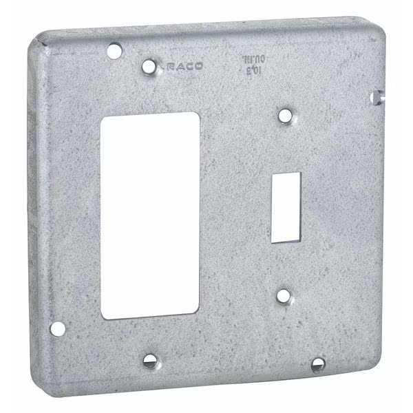 Electrical Box Cover, 2 Gang(s), Square, Steel, Toggle Switch/GFCI Cover, Raco, Mfr#: 858