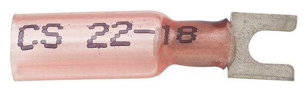 22-18 AWG Heat-Shrink Fork Terminal #6 Stud PK10, Velvac, Mfr#: 37122