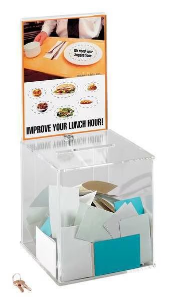 Collection Box, Large, Acrylic, Clear, Safco, Mfr#: 4234CL