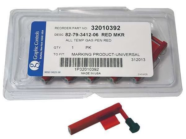 Chart Recorder Pen, Red, 0.800 In Fine, PK6, Graphic Controls, Mfr#: 82-79-3412-06 - RED DIFFERENTIAL PENS