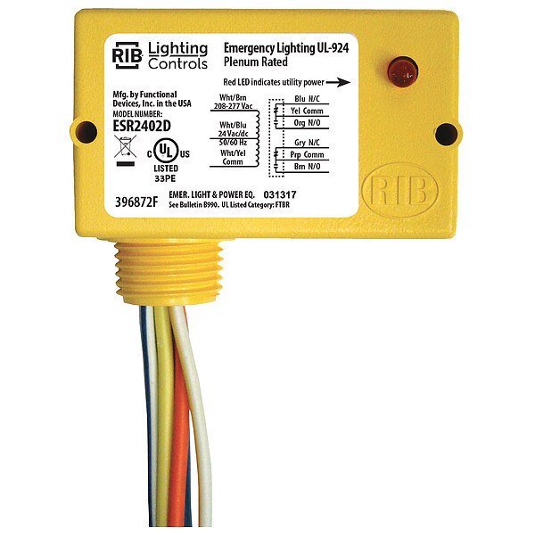 Enclosed Pre-Wired Relay, 10A@30VDC, DPDT, Functional Devices-Rib, Mfr#: ESR2402D
