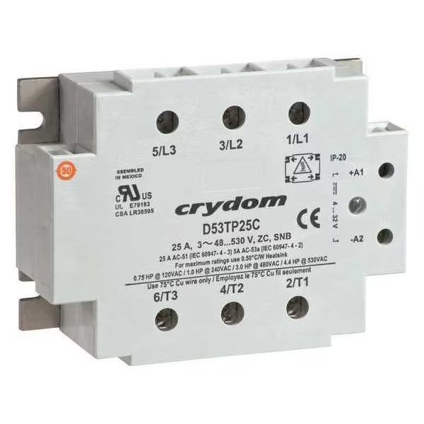 Solid State Relay, 90 to 140VAC, 50A, Crydom, Mfr#: B53TP50CH