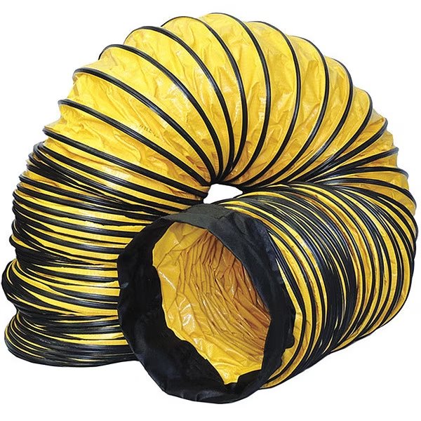 Ventilation Duct, 8 in x 25 ft, Blk/Ylw, Americ, Mfr#: AM-DS0825