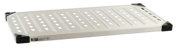 Steel Louvered Shelf, 24 in W x 14 in D x 1 1/2 in H, Silver, Metro, Mfr#: 1424LG-4