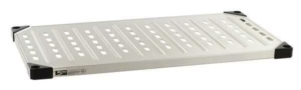 Aluminum, Stainless Steel Louvered Shelf, 30 in W x 18 in D x 1 1/2 in H, Silver, Metro, Mfr#: 1830LS-4