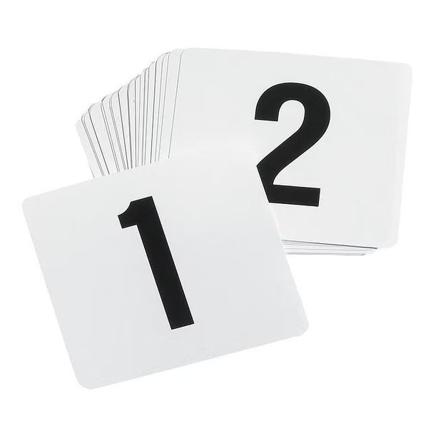 Number CardSet, 1-100, Plastic, White, PK100, Tablecraft, Mfr#: TN100