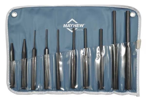 Drive Pin Punch Set, 10 Pieces, Steel, Mayhew, Mfr#: 62077