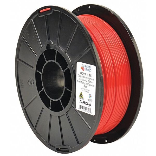 Chroma Strand INOVA-1800 Copolyester Filament, Red 2.85mm, 1kg reel, Lulzbot, Mfr#: RM-NY0022