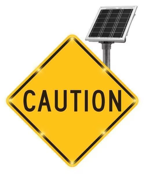 LED Sign, Caution, Aluminum, 30