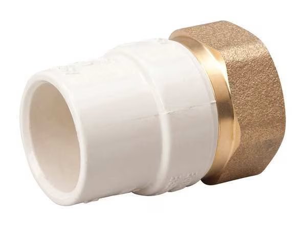 CPVC CPVC to Brass Adapter, 1" Pipe Size, Socket CTS x FNPT Brass, EnjoyTool Select, Mfr#: 164-315NL
