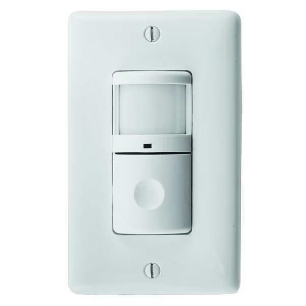 Vacancy Sensor, PIR, 1200 sq ft, White, Hubbell Wiring Device-Kellems, Mfr#: WS1001W