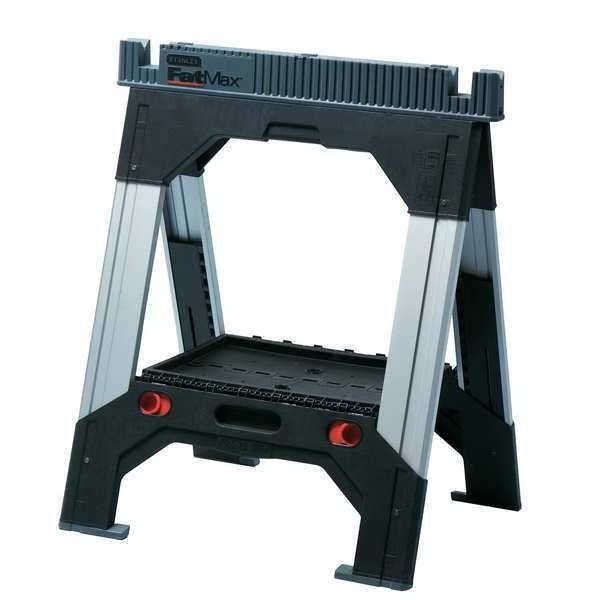 Adjustable Folding Sawhorse, Adj Height, Plastic, 2 1/8 in Overall Wd, 32 in to 39 in, 2500 lb Cap, Stanley, Mfr#: 011031S