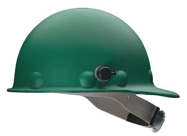 Front Brim Hard Hat, Type 1, Class G, Ratchet (8-Point), Green, Fibre-Metal By Honeywell, Mfr#: P2ASW74A000