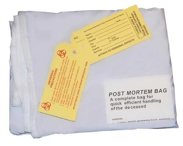 Body Bag, White, Standard w/Envlp Zip, PK10, Medsource, Mfr#: MS-BOD100