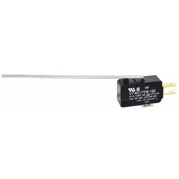 Miniature Snap Action Switch, Lever, Long Actuator, SPDT, 15A @ 240V AC Contact Rating, Honeywell, Mfr#: V7-6C17D8-162