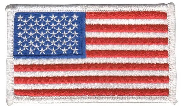 U.S. Flag, Embroidered Patch, White, 3-3/8 in x 2 in, Heros Pride, Mfr#: 0005HP