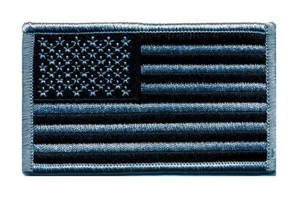 Embroidered Patch, U.S. Flag, Silver/Black, Heros Pride, Mfr#: 0042