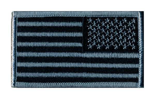 Embroidered Patch, U.S. Flag, Silver/Black, Heros Pride, Mfr#: 0044