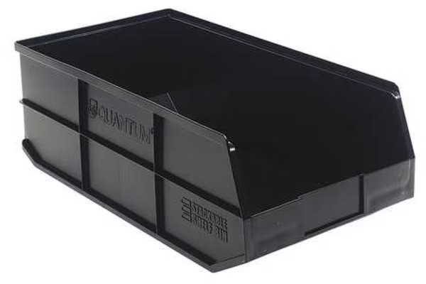Shelf Storage Bin, Polypropylene, 11 in W, 7 in H, 20 1/2 in L, Black, Quantum Storage Systems, Mfr#: SSB485BK