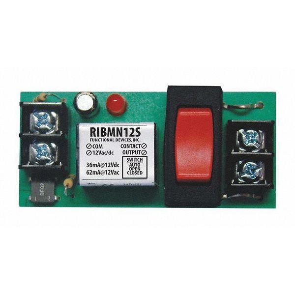 Track Mount Relay, 15A, SPST/Override, Functional Devices-Rib, Mfr#: RIBMN12S