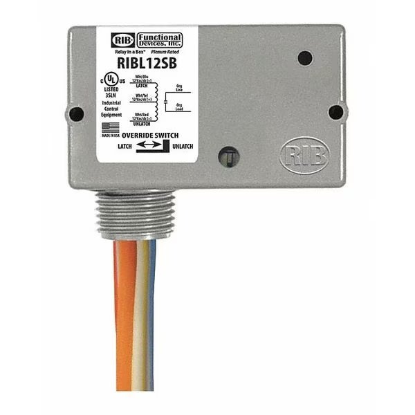 Enclosed Mech Latching Relay, 20A, SPST, Functional Devices-Rib, Mfr#: RIBL12SB