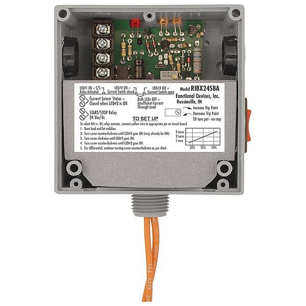 Enclosed Relay/Current Switch, 20A, Functional Devices-Rib, Mfr#: RIBX24SBA