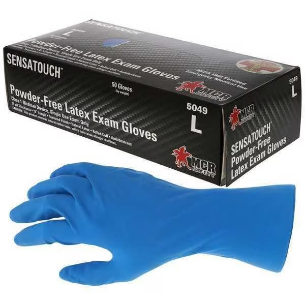 SensaTouch 5049, Disposable Medical Grade Gloves, 11 mil Palm, Natural Rubber Latex, Powder-Free, L, Mcr Safety, Mfr#: 5049L