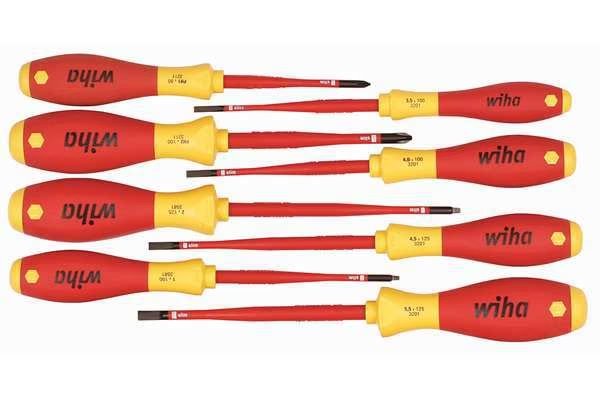 Insulated Screwdriver Set, Slotted/Phillips, Square, 8 pcs, Wiha, Mfr#: 32197