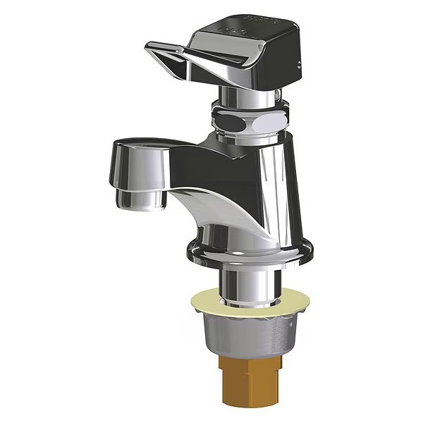 Metering Single Hole Mount, 1 Hole Low Arc Bathroom Faucet, Chrome plated, Chicago Faucet, Mfr#: 333-336PSHABCP
